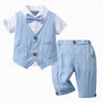 thumbnail image 1 of dmqupv Infant Boy Formal Wear Boys Long Sleeved Shirt Suit Comfortable Soft and Fashionable Print Gentleman Suit for Boys Blue,12-18 Months, 1 of 9