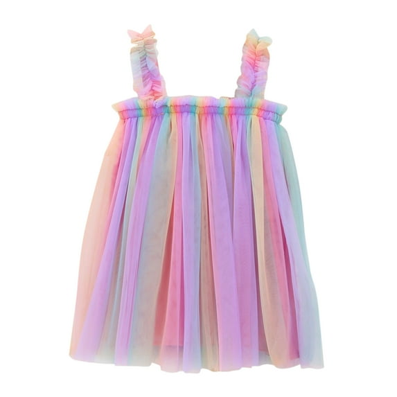 dmqupv Jeans Dress for Toddler Girls Girls Princess Birthday Dresses Beach Sleeveless Baby Toddler Tulle Girls Size 8 C 18-24 Months