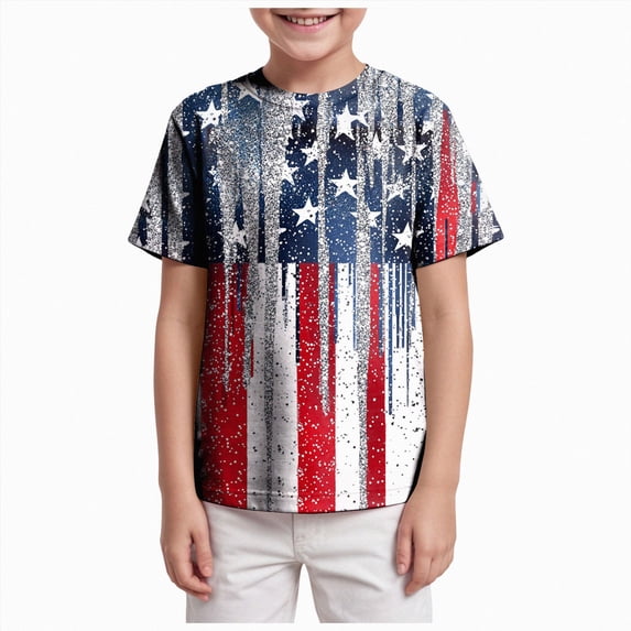 dmqupv July 4th Shirts for Kids Kids Toddler Little Boys 250 Years Anniversary Shirt USA 250 4th of July T Shirt Patriotic Top Navy,12-13 Years