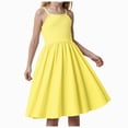 thumbnail image 1 of dmqupv Junior Girls Dresses Girl's Cami Dress Ruched Sleeveless Layered Ruffle Short Smocked Summer Dresses Yellow,8-9 Years, 1 of 7