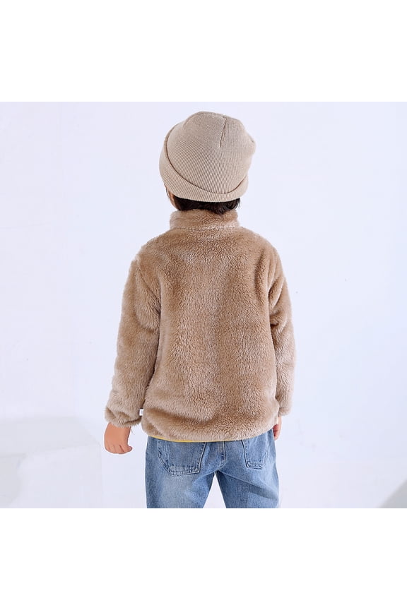 Kids Baby Warm Girls Boys Flannel Winter Winter Jackets Sweatshirt Thick Coats Kids Rain Jacket Coat Coffee 5-6 Years