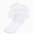 thumbnail image 1 of dmqupv Kids Lace Socks Girls Ruffle Socks Toddler Frilly Dress Socks Double Lace Big Ruffles Fold Over Fancy Sock for Baby Kids White,1-3 Years, 1 of 9