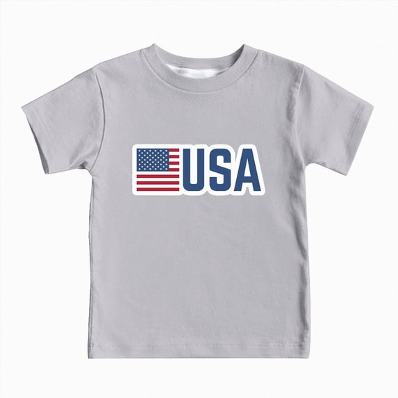 dmqupv Kids Red White and Blue Shirt Boys Kids 4th of July Patriotic Crewneck Tee American Flag USA Casual Wear Grey,8-9 Years