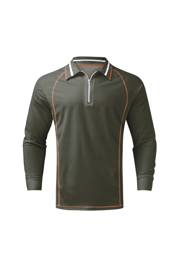 Mens Compression Cold Gear Men Fashion Loose Lapel Zipper 3D Digital Printing Long Sleeve Mens Workout Shirts Army Green Large