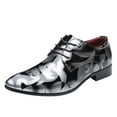 thumbnail image 1 of dmqupv Mens Leather Winter Shoes Men Slip On PU Leather Low Rubber Sole Block Heel Work formal Men Shoes Shoes Grey 12, 1 of 5