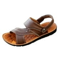 thumbnail image 1 of dmqupv Mens Sandals Slides Memory Foam Slippers Sandals Dual Use Shoes Men Sandals Leather with Straps Sandal Brown 10.5, 1 of 4