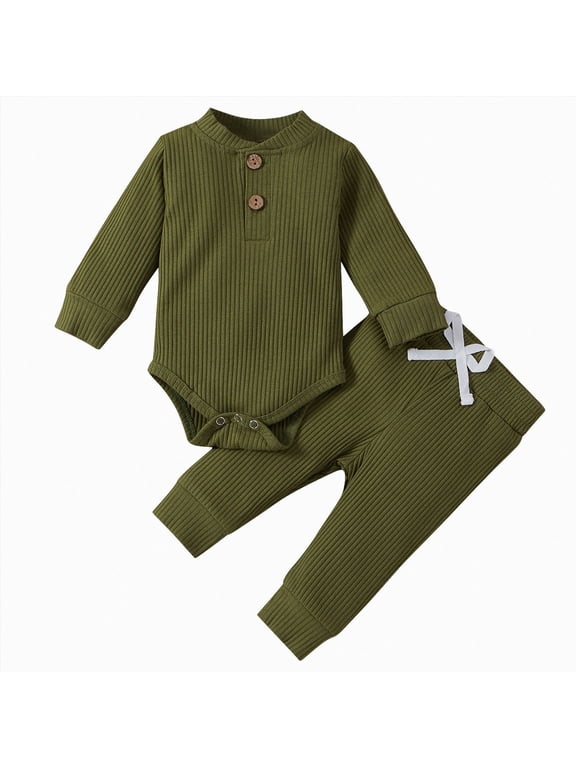 Newborn Baby Boy Clothes Newborn Baby Boy Clothes Long Sleeve Romper Pant Set Infant Outfits Fall Winter Clothing Set AG,18-24 Months