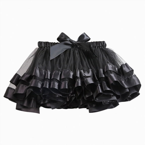 dmqupv Newborn Skirt Fluffy Tiered Pleated Tulle Tutu Skirt Soft Stretchy Breathable Princess Tutu Party Dance Wear Black,2-4 Years