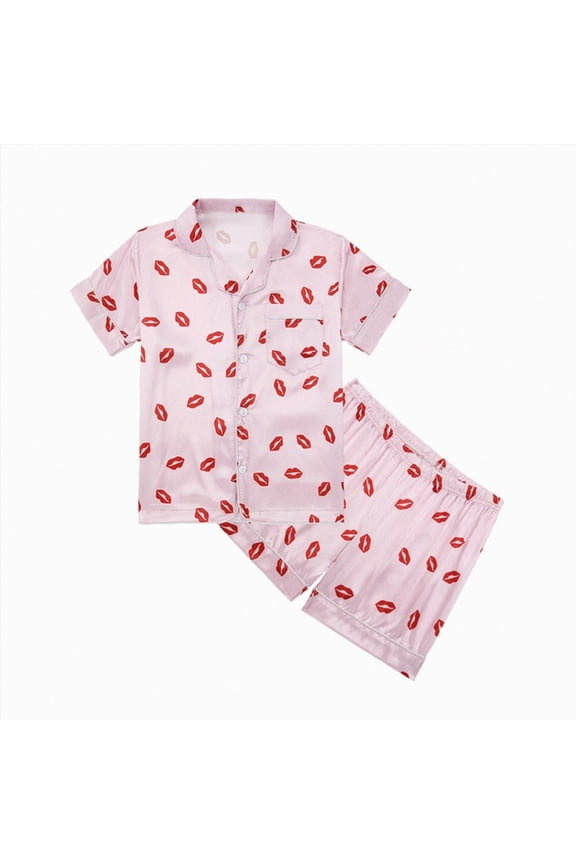 Pj Sets for Teens Girls Pajamas for Kids Summer Pjs for Girl Pajama Sets 2Pcs Short Sleeve Top Sleepwear for Teen Pink,11-12 Years