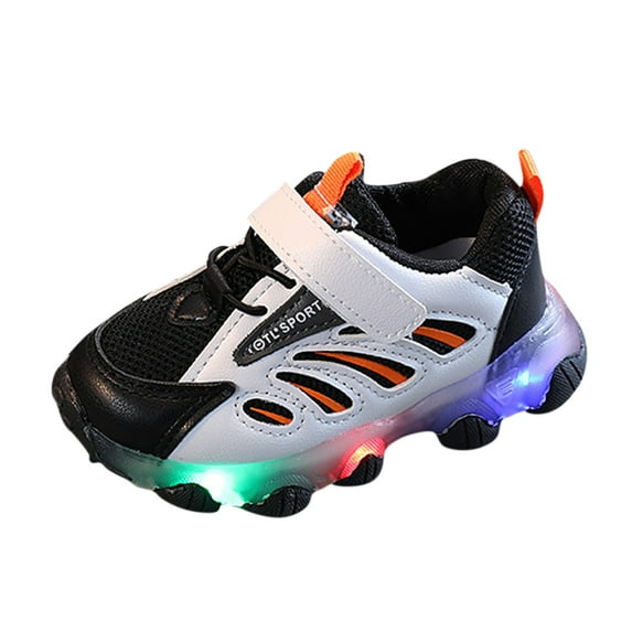dmqupv Shoes for One Year Old Boy Light Shoes Kids Sneakers Baby Girls Led Sport Children Toddler Boy Slip on Black 2.5 Years