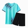 thumbnail image 1 of dmqupv Short Set Boys Athletic Shorts Set 2 Piece Short Sleeve Kids Shirt and Boys Soccer Shorts Youth Activewear Set Sky Blue,11-12 Years, 1 of 4