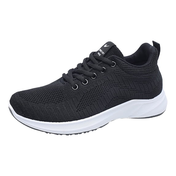 dmqupv Slip On Sneakers Women Wide Width Leisure Women's Lace Up Soft Sole Comfortable Shoes Outdoor Mesh Shoes Runing Fashion Sports Breathable Sneakers Black 36