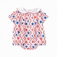 thumbnail image 1 of dmqupv Smocked Baby Girl Clothes 4th of July Baby Boy Girl Outfit Newborn Toddler Bubble Romper Retro Fourth of July Clothes Red,3-6 Months, 1 of 7