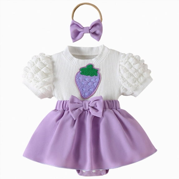 dmqupv Smocked Bubble Romper Baby Girl Baby Girl Plaid Dress Infant Newborn Outfits Cute Birthday Gifts Holiday Dress for Girls Purple,9-12 Months