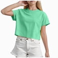 thumbnail image 1 of dmqupv Spring Shirts for Girls T Shirts Kids Cotton Summer Tops Crewneck Short Sleeve Tees Green,7-8 Years, 1 of 5