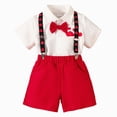 thumbnail image 1 of dmqupv Suits for Boys Toddler Boy Clothes Suit Formal Dress Shirt with Bowtie Suspender Shorts Boy Gentleman Wedding Outfits White,4-5 Years, 1 of 9