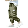 thumbnail image 1 of dmqupv Sweatpants Boy Baggy Boys' Pleated Dress Pants Kids Elastic Waist Twill Straight Leg School Uniform Pants Green,Size for 4-5 Years, 1 of 4