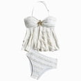 thumbnail image 1 of dmqupv Swim Suit for Girls Tankini Swimsuit 2 Piece Bathing Suit Set Ruffle Textured Halterneck Cute Bikini Swimsuits White,13-14 Years, 1 of 6