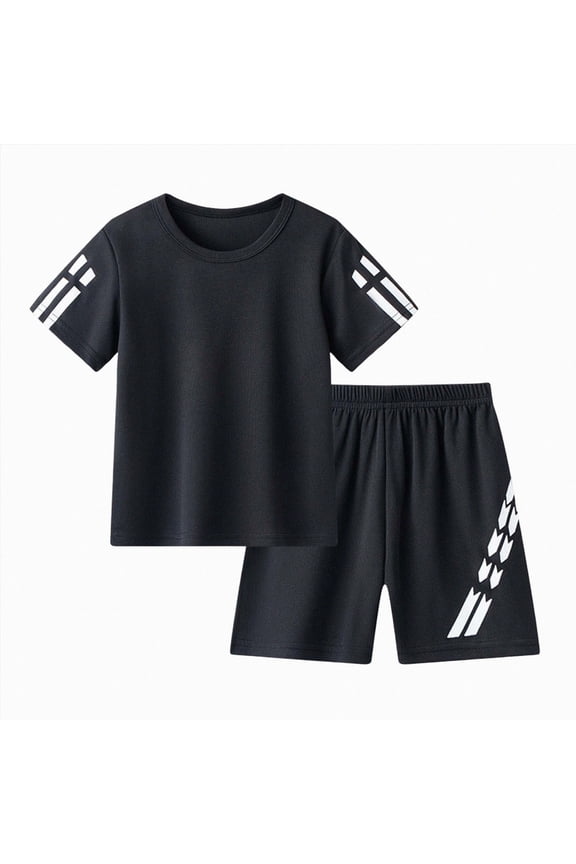 Teen Boy Summer Clothes Boys Sports Suit Summer Mesh Short Sleeved Set Children's Basketball Suit Two Piece Set Black,3-4 Years