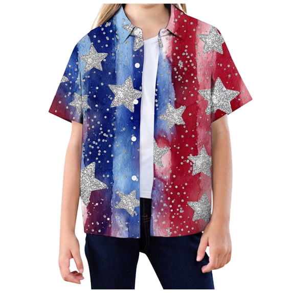 dmqupv Toddler Boy 4th of July USA Flag T Shirt Patriotic American Theme Independence Day Short Sleeve Tee Tops Blue,13-14 Years