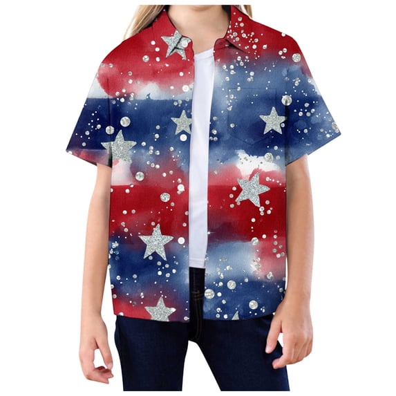 dmqupv Toddler Boy 4th of July USA Flag T Shirt Patriotic American Theme Independence Day Short Sleeve Tee Tops Sky Blue,7-8 Years