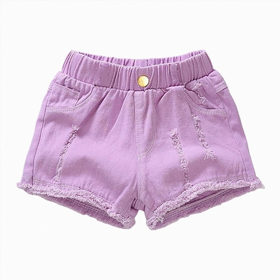 dmqupv Toddler Girl Shorts Girls' High Waist Shorts Casual Ruffle Shorts with Pockets Kids Summer Clothes Purple,5-6 Years