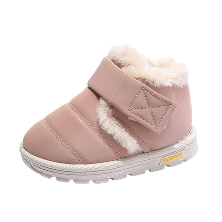 dmqupv Toddler Girl Snow Boots Size 9 Boys and Girls Thick Bottom Non Slip Upper Hook Loop Solid Color Plush Booth for Kids Shoes Pink 13.5 Walmart