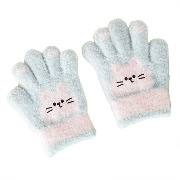 dmqupv Toddler Kids Snow Mittens Kids Winter Gloves For Boys Girls Children Full Fingers Stretchy Warm Mittens Light Gray,Size for 2-4 Years