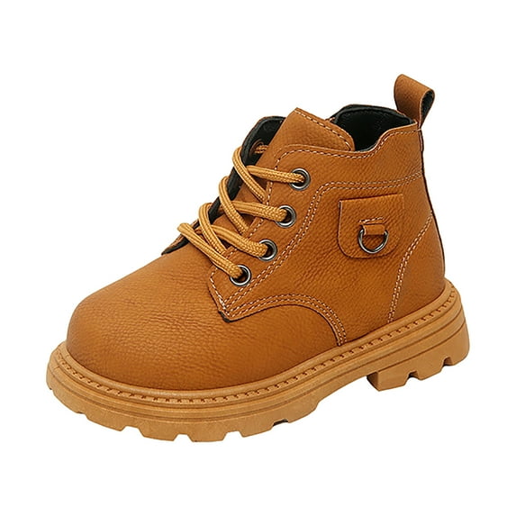 dmqupv Toddler Snow Boots Girls Little/Big Girl Ankle Boots Kids Short Zipper Flat Booties Brown,Size for US 11