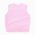 thumbnail image 1 of dmqupv Toddler Vest Girl's Sweater Vest Tops Fall V Neck Sleeveless Cute Cropped Cable Knit Vest Pink,3-4 Years, 1 of 5