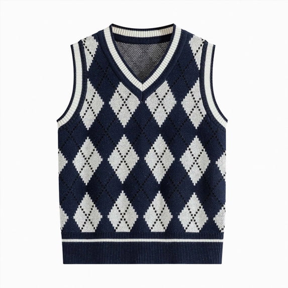 dmqupv Top for Teen Girls Sweaters Vest Lightweight Sleeveless Cable Knit Sweater Button Down Knitwear Tank Tops Navy,15-17 Years