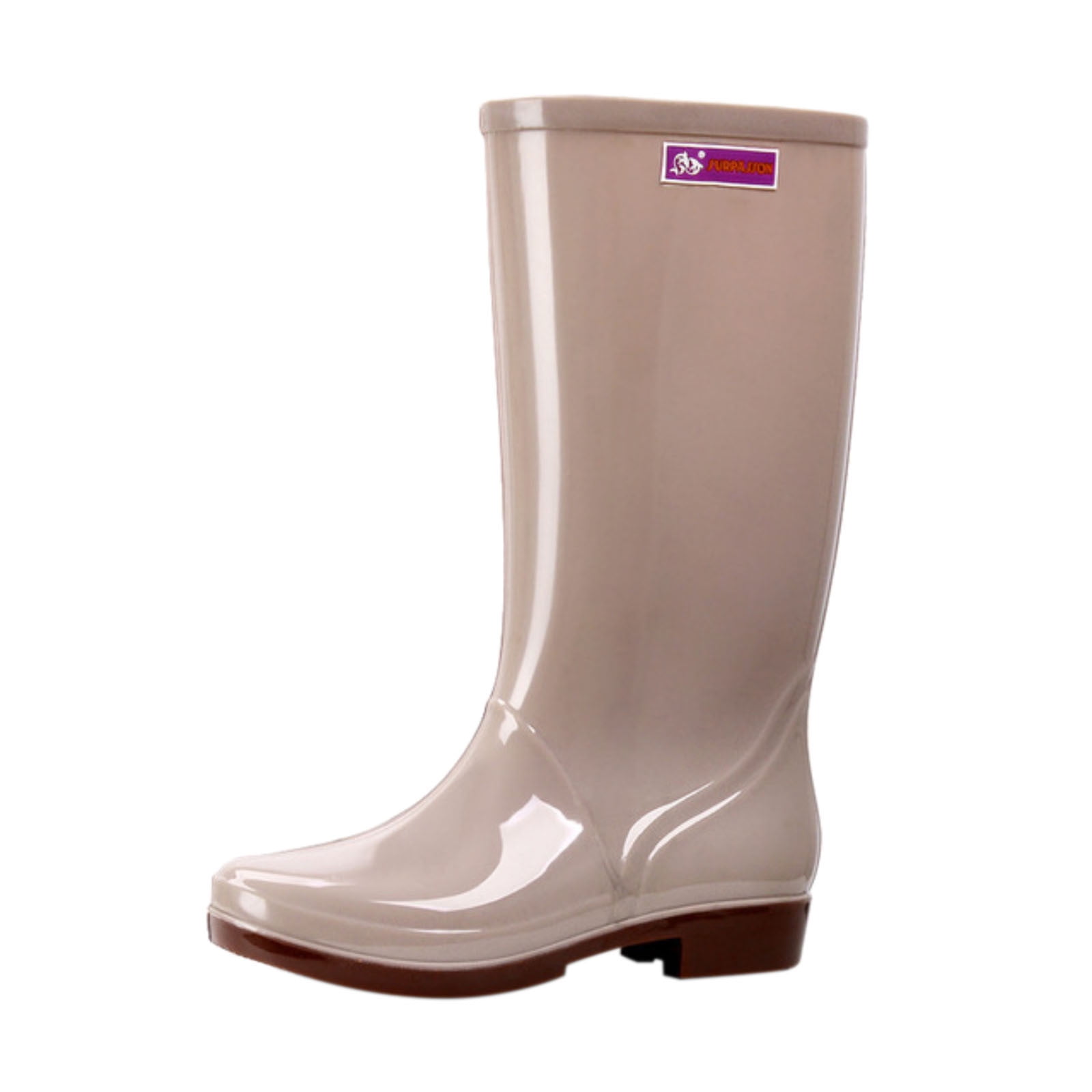 dmqupv Water Proof Sneakers Mens Waterproof Boots Non-slip Women Boots Ladies Rain Shoes High- Rubber Boots Khaki 8.5