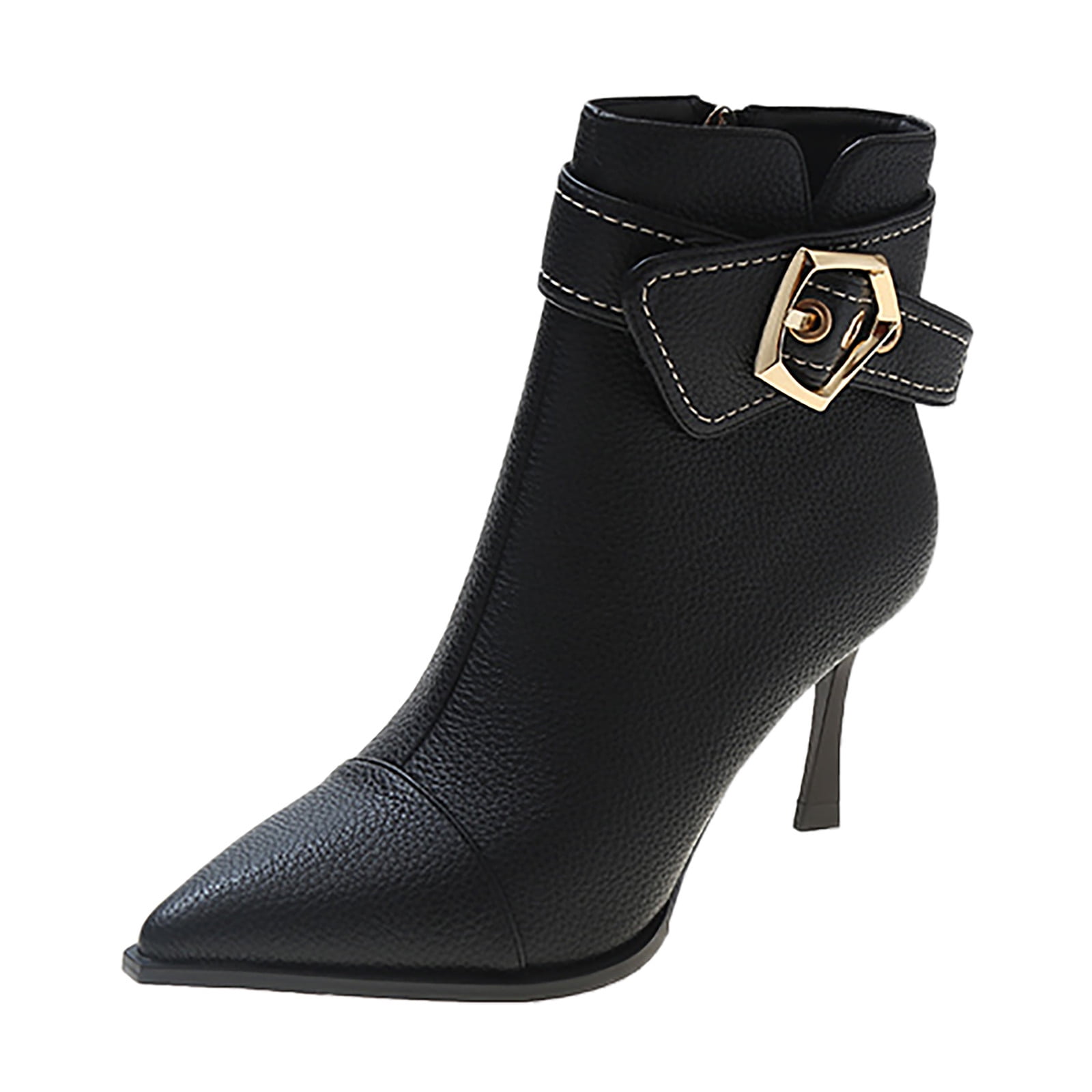 dmqupv Wedge Boots for Women Low Heel Keep Warm High Heels Buckle Strap Short Booties Pointed Toe Shoes Women s Boots Size 12 Shoes Black 7.5 Walmart