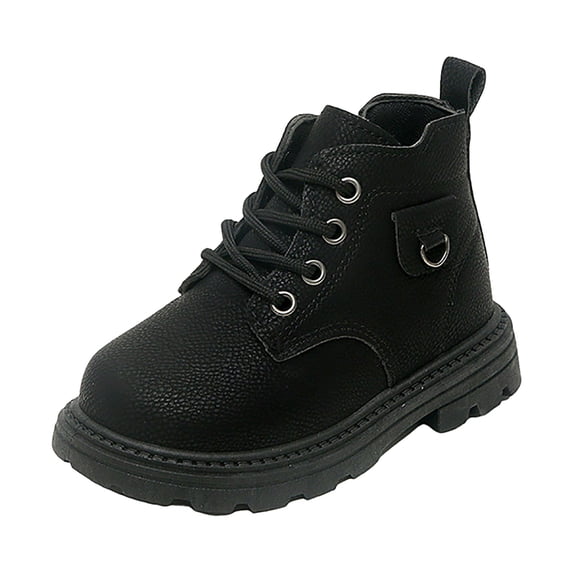 dmqupv Winter Boots Girl Little/Big Girl Ankle Boots Kids Short Zipper Flat Booties Black,Size for US 6.5