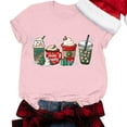 thumbnail image 1 of dmqupv Women Shirt Adult Female Clothes Women Womens Christmas Graphic Shirt Coffee Mug Short Sleeve T Shirt Top Fun Christmas T Shirt Top Womens Tee (Pink, L), 1 of 4