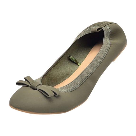 dmqupv Women's Heels Closed Toe Shoes Work Ladies Women's Shoes Flat Lazy Women's Pumps Wide Feet Heels Shoes Green 8.5