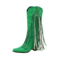 thumbnail image 1 of dmqupv Womens Boots Women High Heel Boots Autumn And Winter Large Size Fashionable Tassel Boots Thick Heel High Tube Comfortable Green 37, 1 of 5
