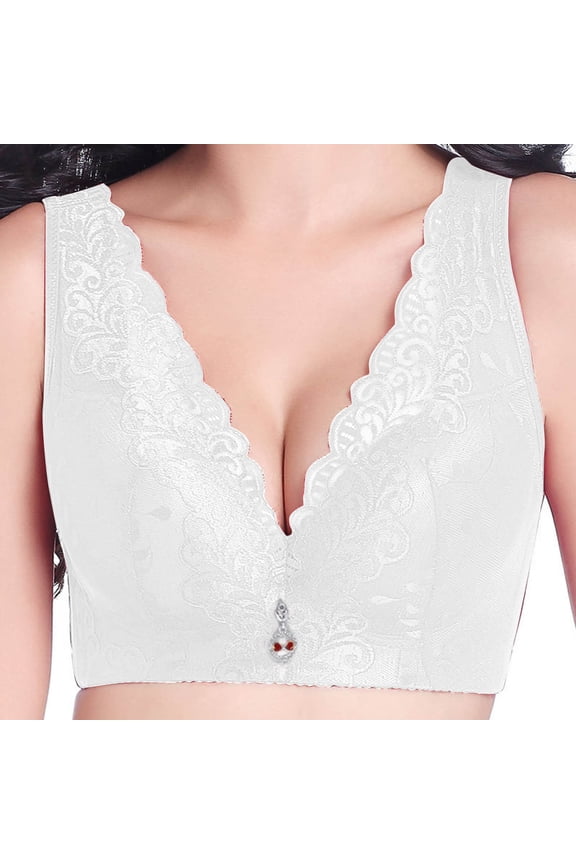 Womens Bras Full Cup Thin Underwear Plus Size Five Wireless Sports Bra Lace Bra Cover Cup Large Size Vest Bras White Size 50/115D