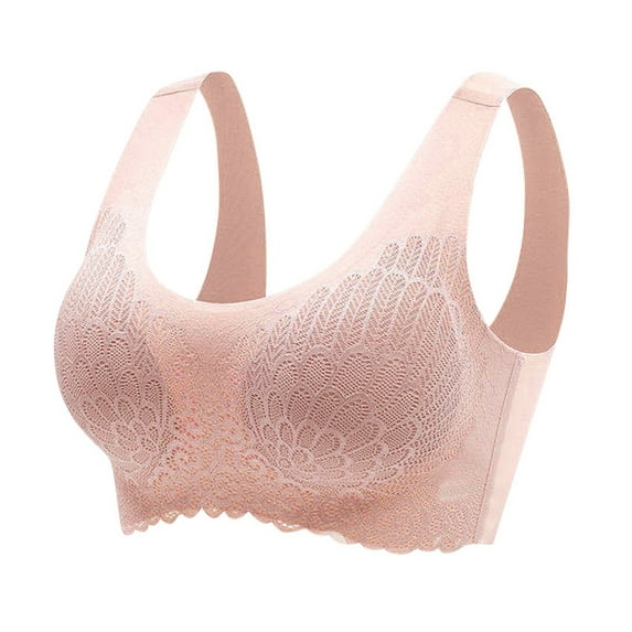 dmqupv Womens Bras Plus Size No Underwire Women's Comfort Revolution Wireless Bra, ComfortFlex Fit Full-Coverage Bra Pink 3XL