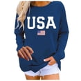 thumbnail image 1 of dmqupv Womens Crewneck Sweatshirt Graphic Women's Letter Graphic Print Long Sleeve Drawstring Hoodie Sweatshirt Dark Blue S, 1 of 5