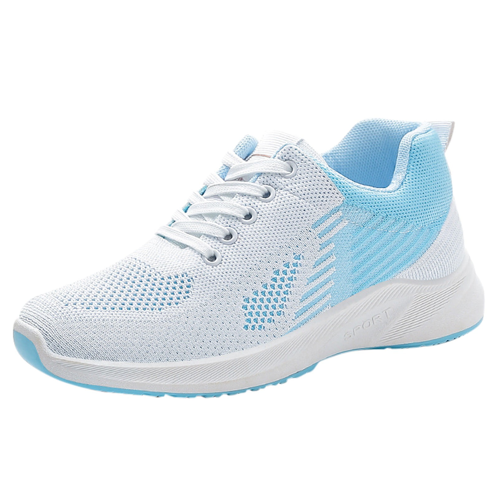 dmqupv Womens Memory Foam Sneakers Wide Width Women Breathable Lace Up Shoes Flats Rhinestone Sock Sneakers for Women Light blue 6.5