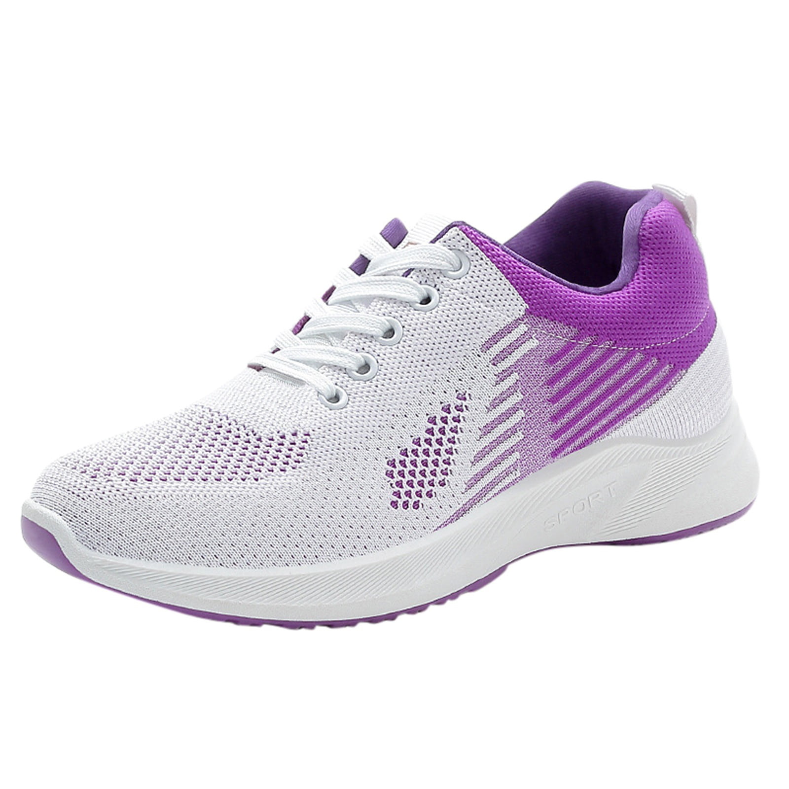 dmqupv Womens Memory Foam Sneakers Wide Width Women Breathable Lace Up Shoes Flats Rhinestone Sock Sneakers for Women Purple 8.5