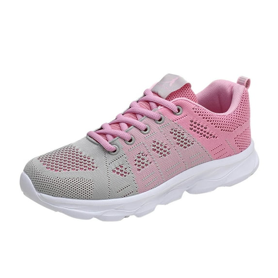 dmqupv Womens Sneakers Hyper Soft Sneakers for Women Lace-up Shoes Flat Breathable Casual Color Heel White Womens Fashion Sneakers Pink 9