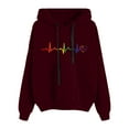 thumbnail image 1 of dmqupv Womens Sweatshirts and Hoodies Graphic Women's V Neck Hoodies Long Sleeve Sweatshirt Drawstring Pullover Tops with Pocket S, 1 of 1