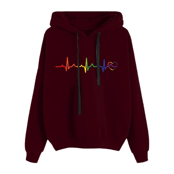 dmqupv Womens Sweatshirts and Hoodies Graphic Women's V Neck Hoodies Long Sleeve Sweatshirt Drawstring Pullover Tops with Pocket S