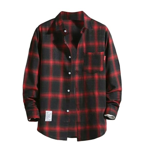 dmqupv Work Blouses for Women 2025 Button Shirts for Women Cute Xmas Patterend Print Blouses Long Sleeve Collared Dressy Casual Christmas Shirts Red,Size for XXL