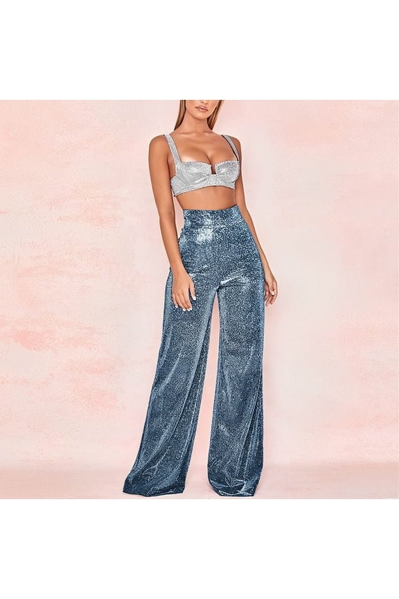 Workout Leggings Cotton Women'S Bright Silk High Waist Draped Zipper Wide Leg Flare Pants Womens plus Petite Pants Blue Medium