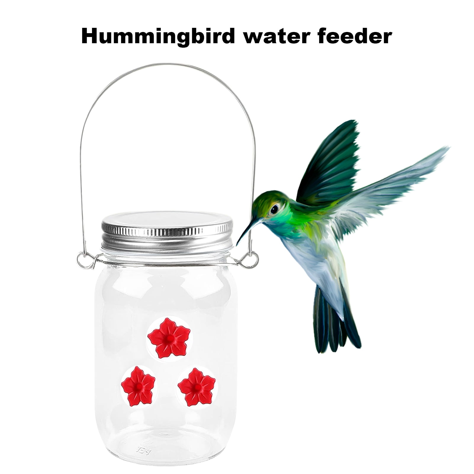 dnusflzt 14oz Hummingbird Feeder,Plastic Heavy Duty Hanging Mason Jar ...