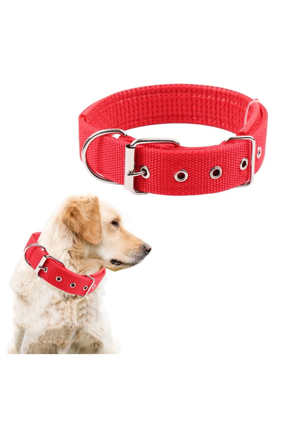Adjustable Dog Collar,Heavy Duty Breathable Nylon Wide Dog Collars with Metal Buckle D Ring for Large Medium Small Dogs