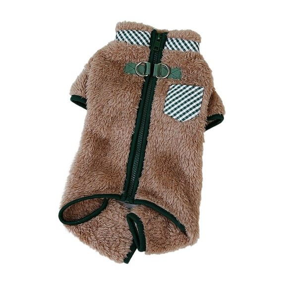 dnusflzt Pet Jumpsuit,Comfy Plush Puppy Onesie Clothes with Zipper Design Winter Warm Dog Pajamas for Small Medium Dogs